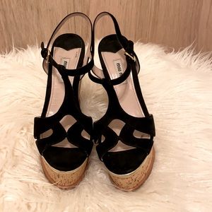 Miu Miu Black Suede Wedges size 37.5